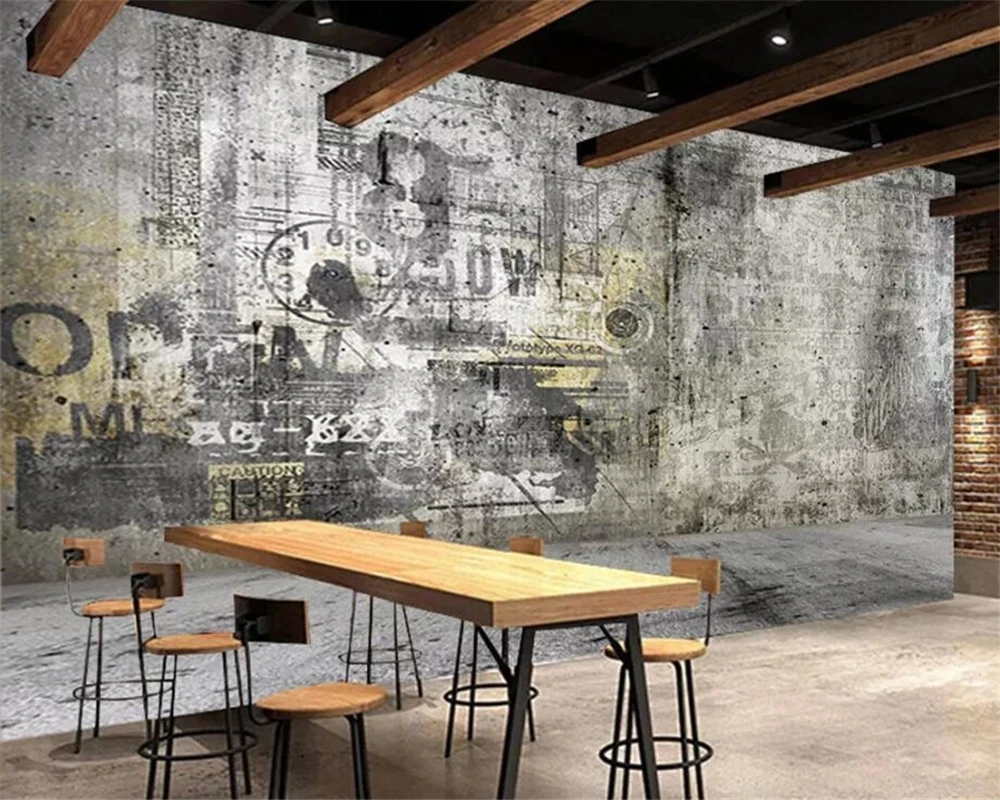 Custom wallpaper 3D photo mural industrial wind retro vintage cement letter Living room sofa background wall bedroom restaurant