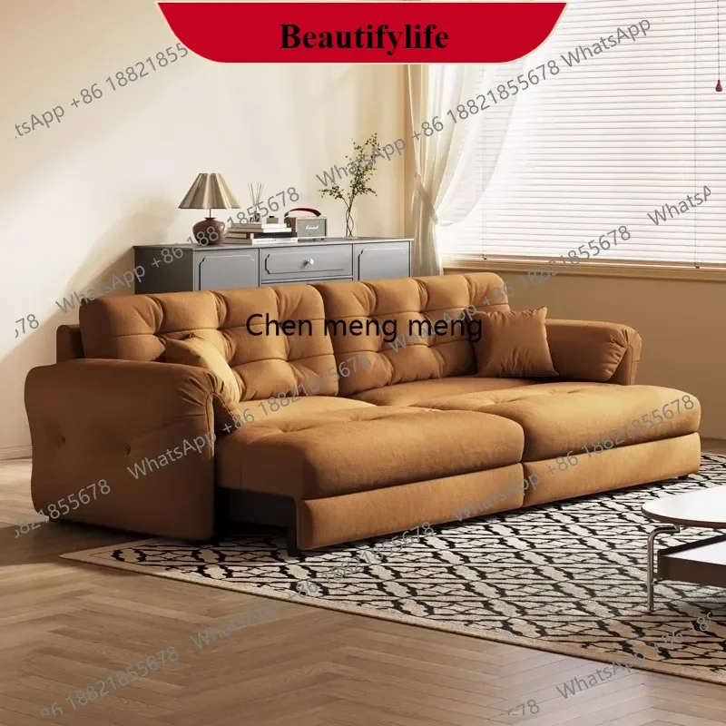 

M138Cloud electric sofa living room simple modern retractable beige style small apartment fabric multifunctional sofa bed