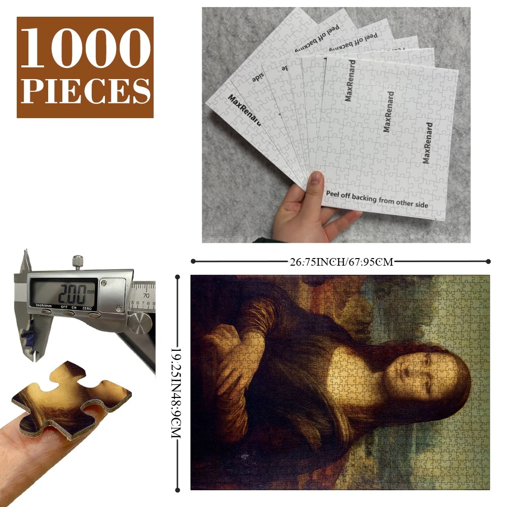 1000 Piece Famous Painting Jigsaw Puzzle 26.75×19.25 Inch, Puzzle Storage Kit Backing Stickers & 2 PET Hooks, Ideal Present