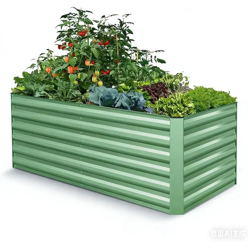 6x3x2ft Galvanized Raised Garden Bed Kit, Outdoor Deep Root Planter with Anti-Cutting Strip, Ideal for Vegetables, Herbs, and Fl