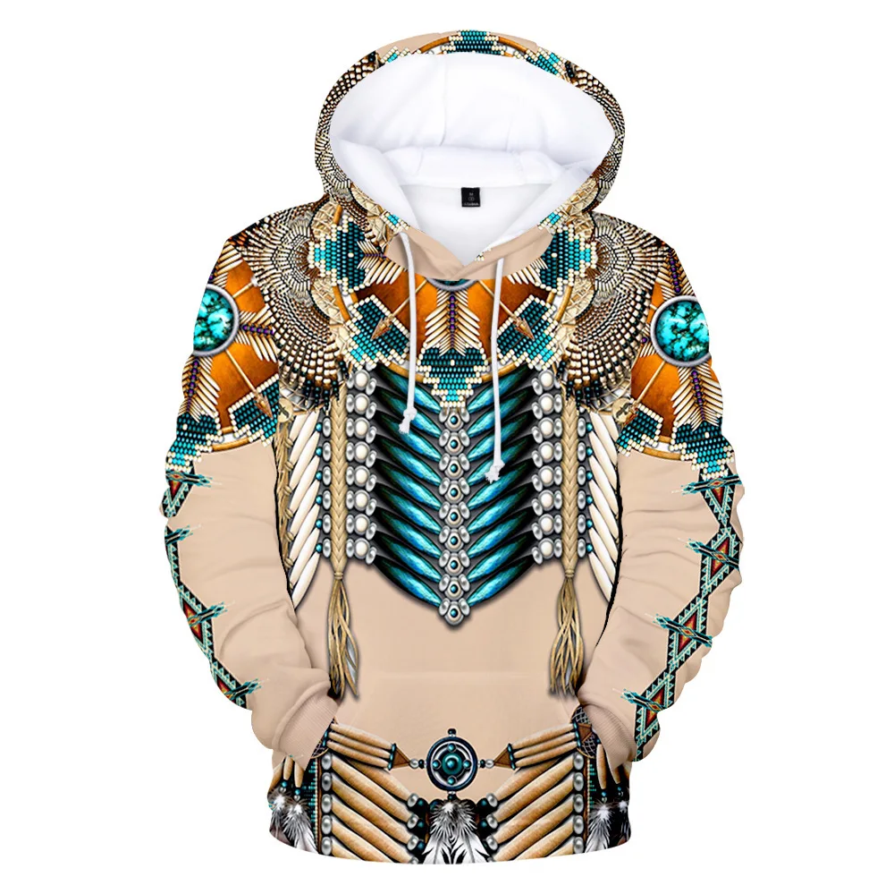 New Native American 3D Digital Printing Surrounding Trend Casual Men's and Women's Hooded Sweater