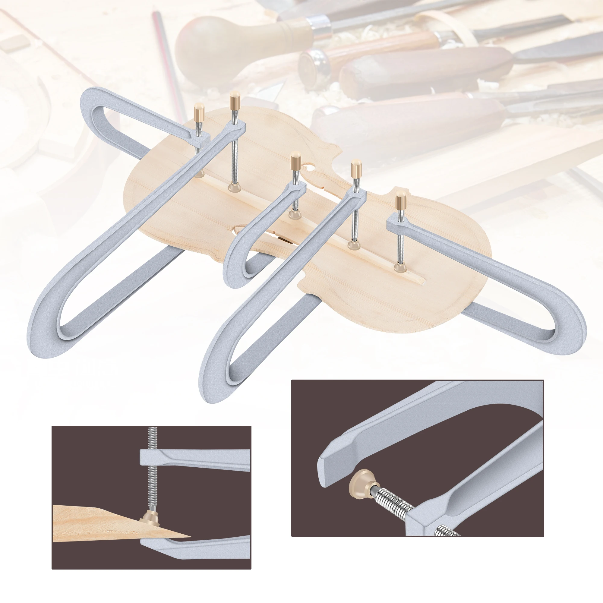 Violin Viola bass-bar clamps aluminum cello making install repair tools Square Fix Clamps Repair tool