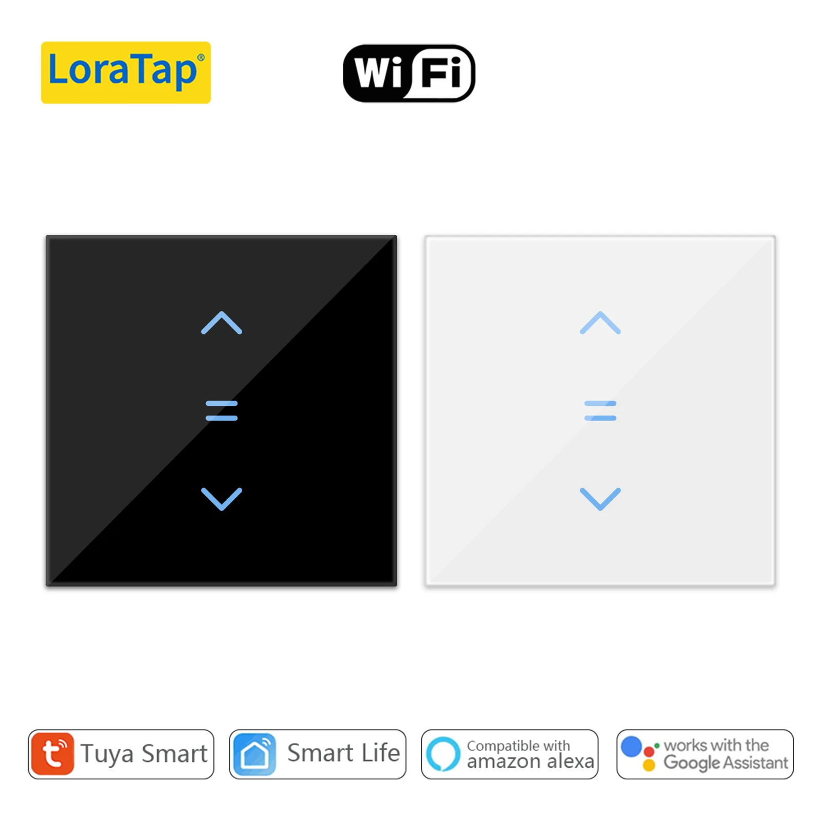 Panneau tactile pour rideau LoraTap Tuya avec indicateur d'état rétroéclairé, interrupteur, télécommande Smart Life, minuterie, Google Assistant, Alexa