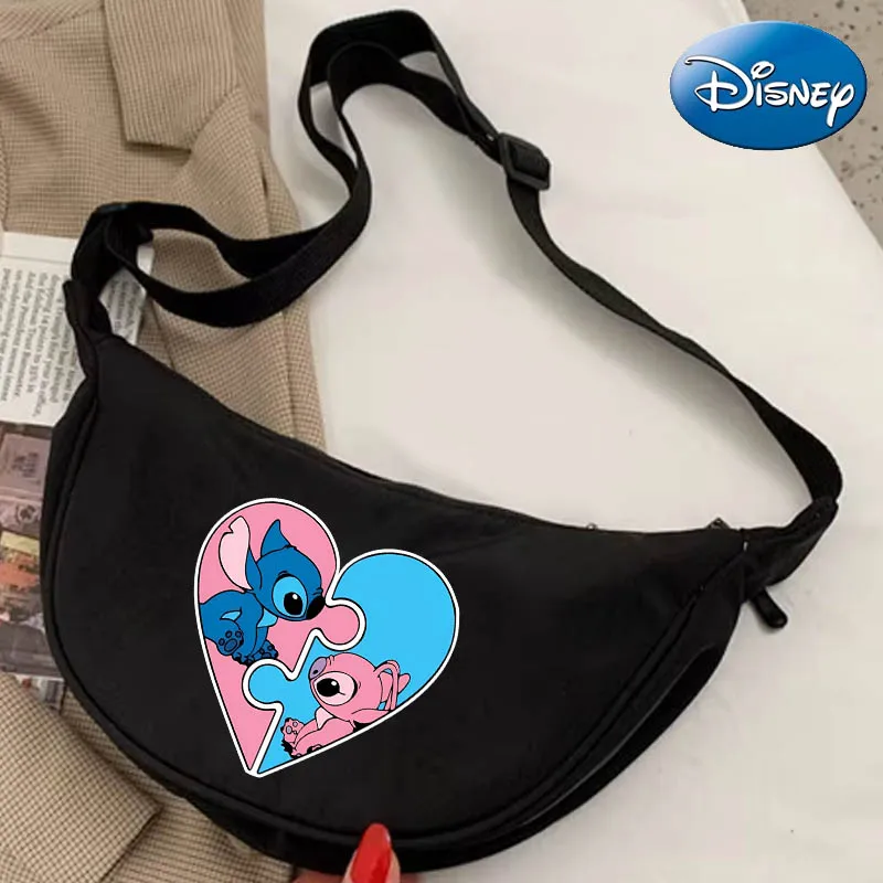 

Cute Disney Lilo & Stitch Solid Color Chest Bag Women Travel Crossbody Female Half Moon Belt Bag Ladies Daily Shoulder Bags 2024