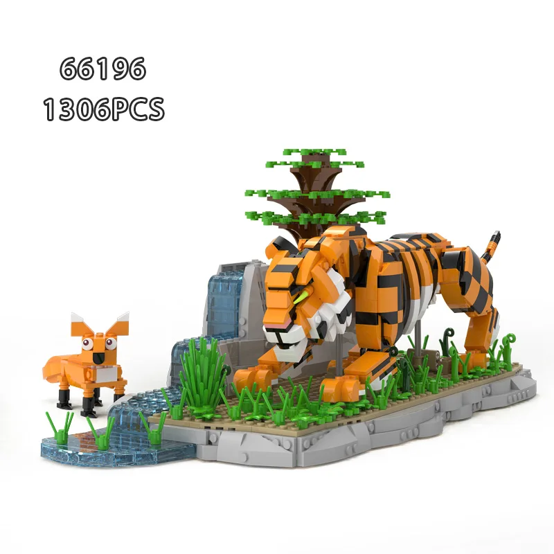 

1303 шт. MOC фигурки тигра и лисы, строительные блоки, дикие животные, сделай сам, кирпичи, игрушки, фильм для детей, модель игрушки, подарки, деко для взрослых