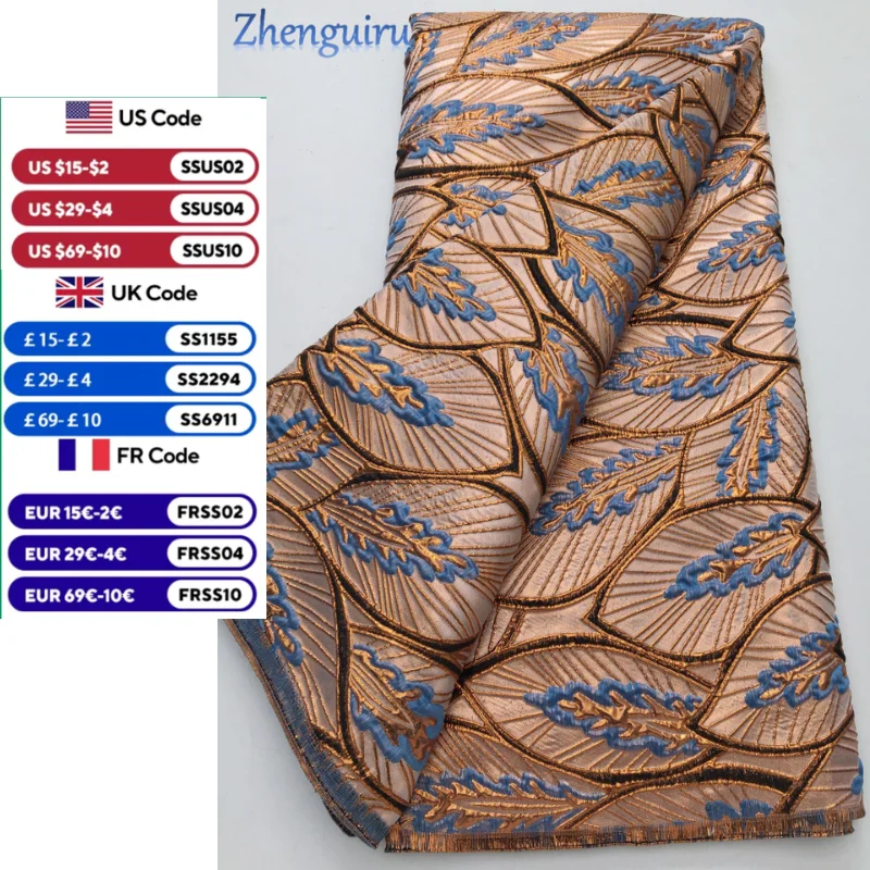

Nigerian Gilding Lace Fabric 2025 High Quality Damask African Brocade Jacquard Lace Fabric Wedding Party Dress for Women A4251