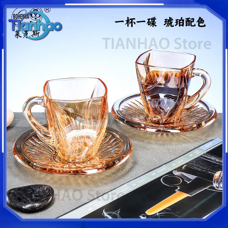 Crystal coffee cup high-end gift high-value household milk cup tea cup gift box set