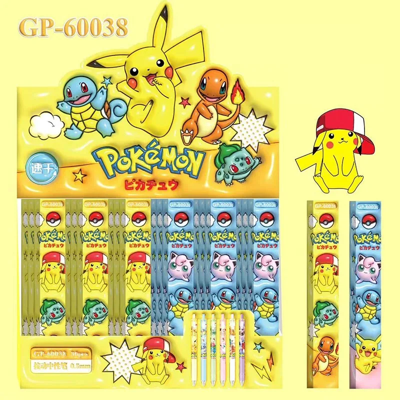 

36pcs/lot Kawaii Pokemon Press Gel Pen Cute 0.5mm Black Ink Neutral Pens Promotional Gift Office School Supplies