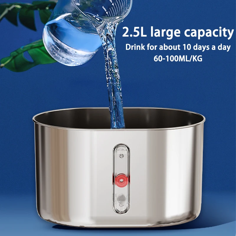 Cat Fountain, Automatic Recirculating Cat Water Dispenser Ultra Quiet Pump Pets Cat water feeder with 304 Stainless Steel Faucet