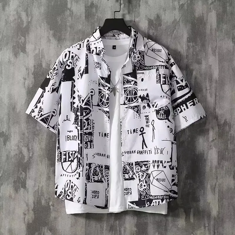 

Faionable 3D Printed Lapel irt for Men Sli Printed Collared Top Thin Loose Fit ort Sve Spring Summer Casual Wear