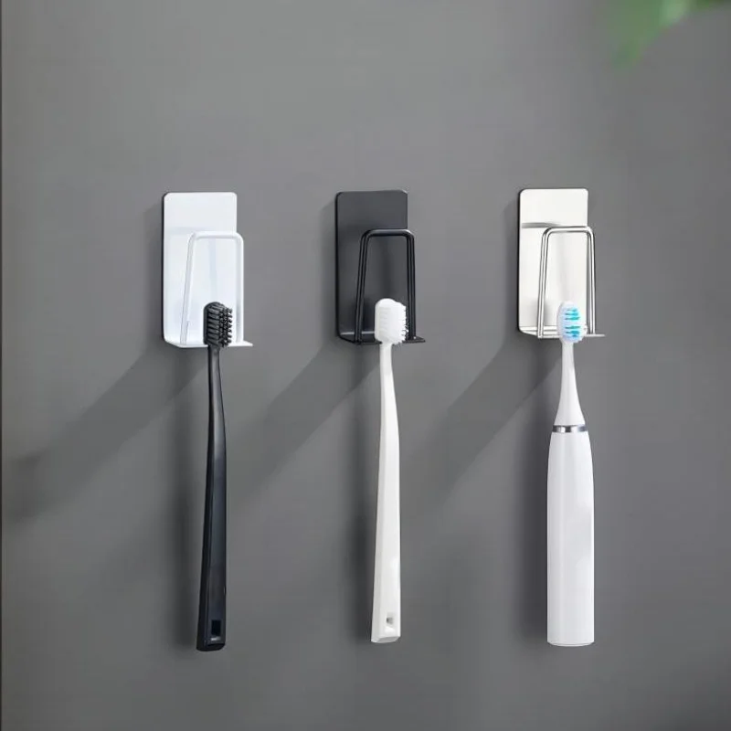 

Stainless Steel Toothbrush Holder - Wall Mounted Adhesive Cup Holder, Space Saving Bathroom Organizer
