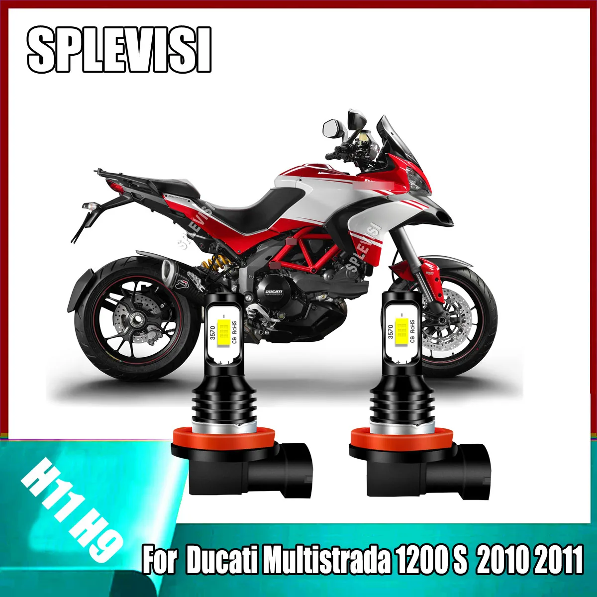 

2x H11 H8 H9 Headlight LED Bulbs -1:1 size design with your original h11 light 9-16v For Ducati Multistrada 1200 S 2010 2011
