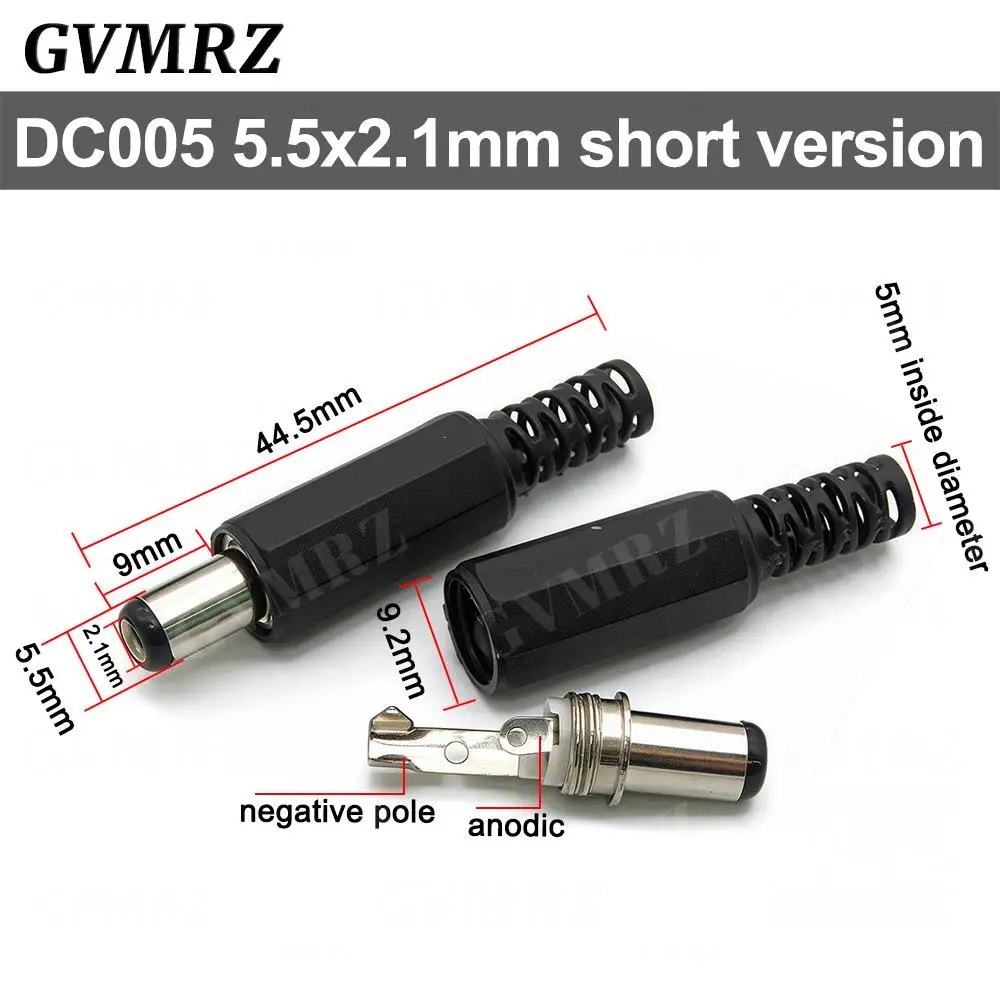 5 أزواج 3A 12 فولت 5.5x2.1 مللي متر البلاستيك ذكر المقابس DC022 تيار مستمر مقبس الطاقة أنثى جاك المسمار الجوز لوحة جبل موصل 5.5*2.5 مللي متر #6