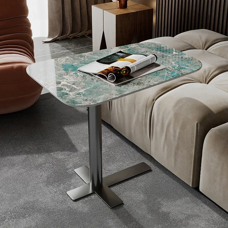 

mLuxury Contemporary Modern Stainless Steel Stand Natural Marble Top Living Room Coffee Table Side Table l