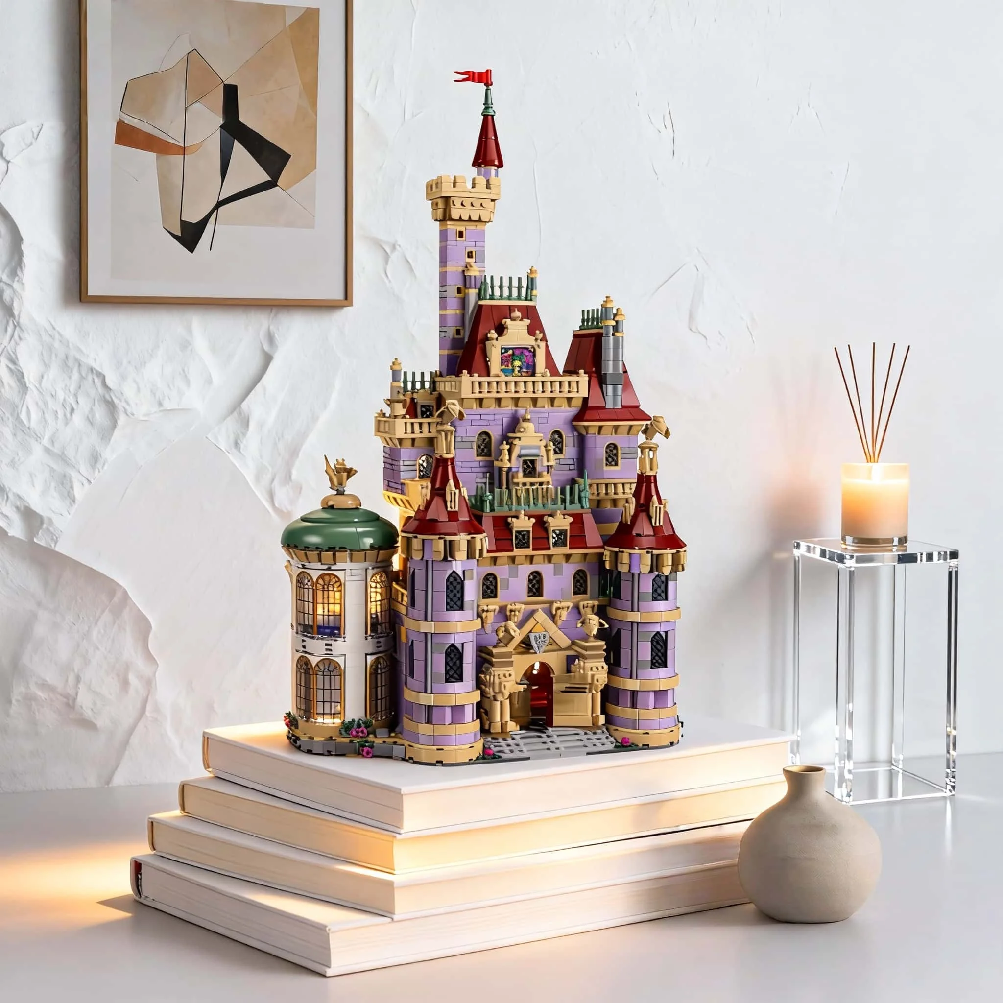 

Street view 2026 new 2916 particles home decoration romantic princess castle pink purple building game moc model holiday gift gi