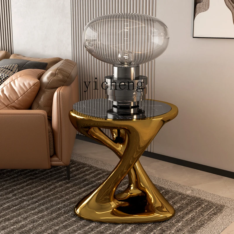 BB light luxury edge few Italian creative electroplated marble coffee table living room sofa corner