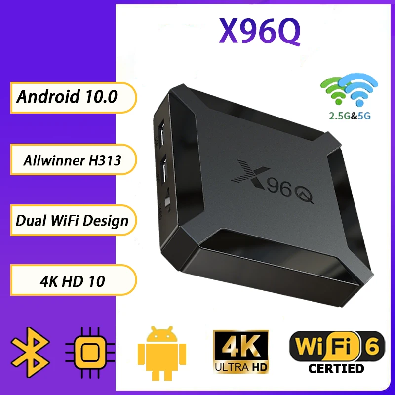 

X96Q TV Box Android 10.0 Smart TV Box Allwinner H313 Quad Core 4K 2.4G Wifi Google Player Youtube X96 1GB 8GB Set Top Box