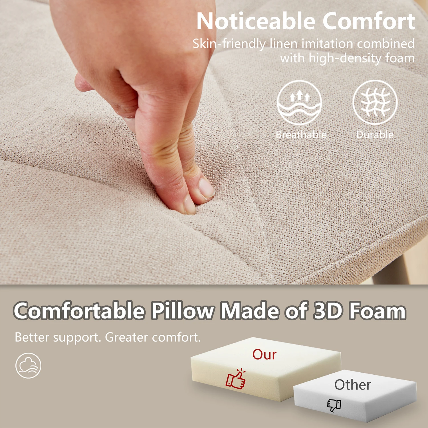 GrandCA HOME Set mit 2/4/6 modernen Esszimmerstühlen, gepolstert, mit Leinenstoff bezogen, minimalistische Bürostühle für Küche und Esszimmer – Detail 7
