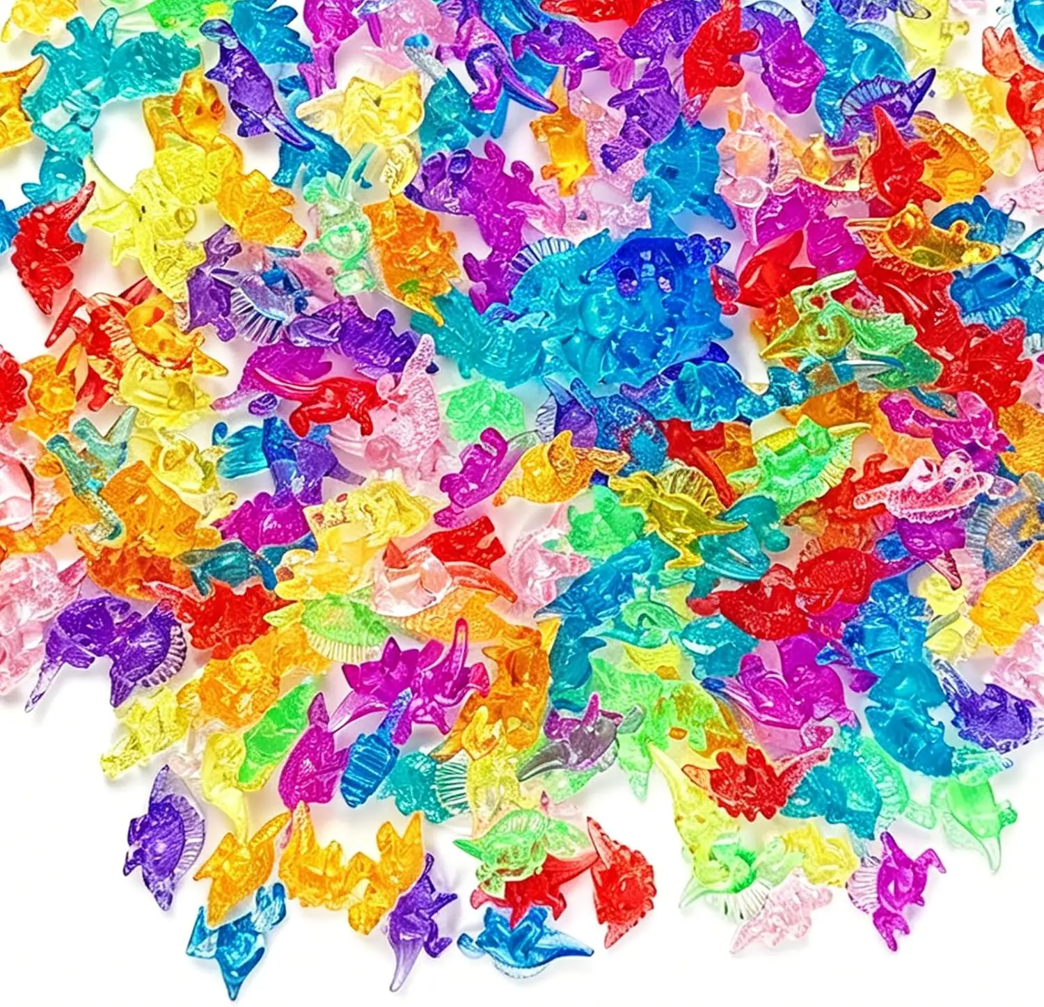40PCS Mini Acrylic Animal Figures Bulk Dinosaur Trinkets Party Favors Desktop Ornament Easter Egg Fillers Classroom Prizes Kids