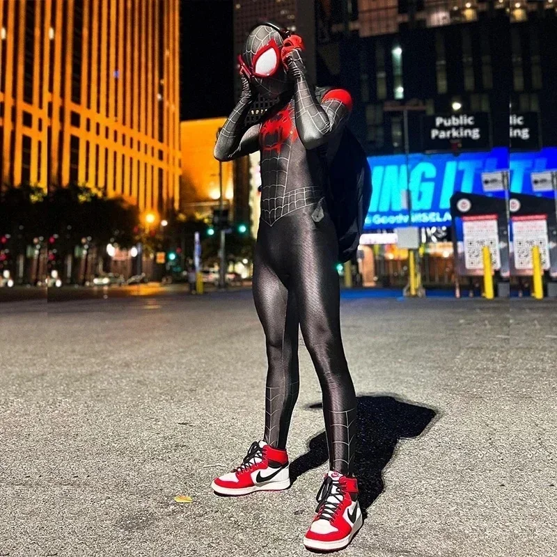 For Adult Anime Spider Man Across The Spider-Verse Cosplay Costume Miles Morales Superhero Jumpsuit