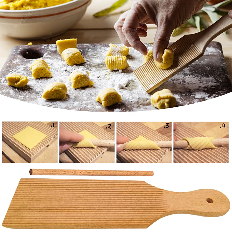 Gnocchi Paddle Wooden Butter Paddles Wood Gnocchi Pasta Board Stripper with Garganelli Stick Natural Wooden for Pasta and Butter