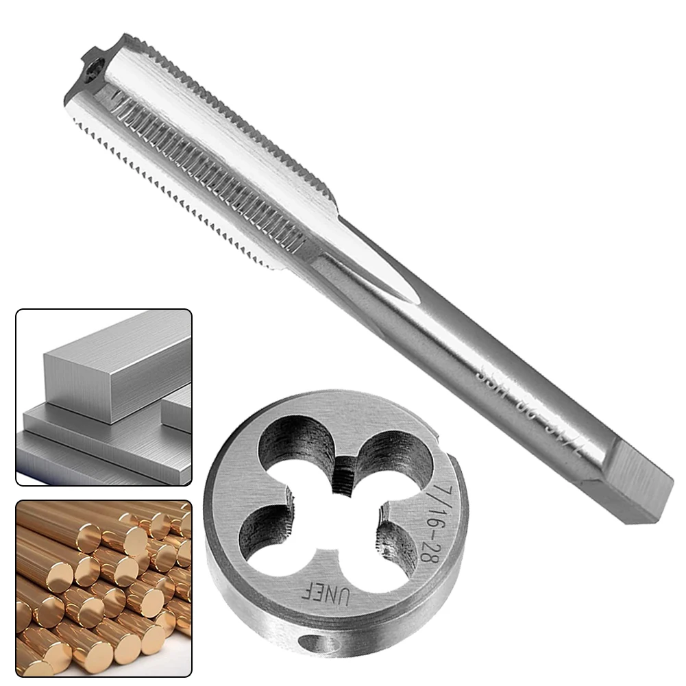 

2pcs/set Tap+die Hand Taps 7/16\\\"-28 UN Tap Clockwise Cutting Die Set High Speed Steel Machine Thread Tap Right Hand