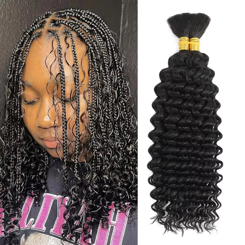 

100% Human Hair Bulk for Braiding 1 3 4 Bundle Jerry Curly Natural Black Brazilian Remy Human Boho Braiding Hair Bulk Extensions