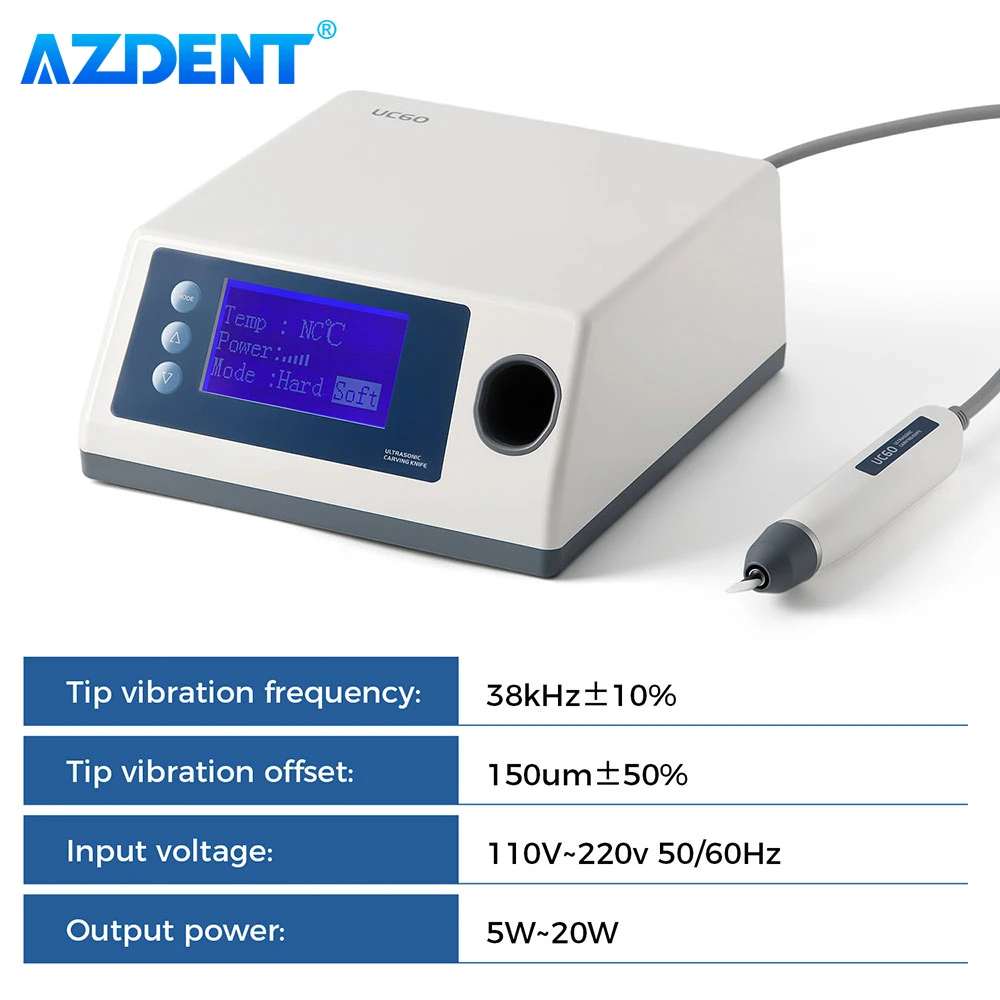 AZDENT-cuchillo de talla ultrasónico Dental, máquina de tirantes, retenedor de ortodoncia, corte para PVC, plástico, cuero, resina con 5 cuchillas