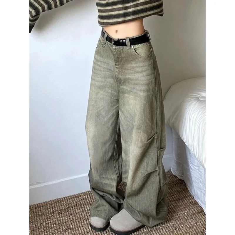 QWEEK Y2k Vintage Oversized Jeans Woman Streewear Baggy Harajuku Denim Pants Spring Korean Fashion Causal Trousers Aesthetic