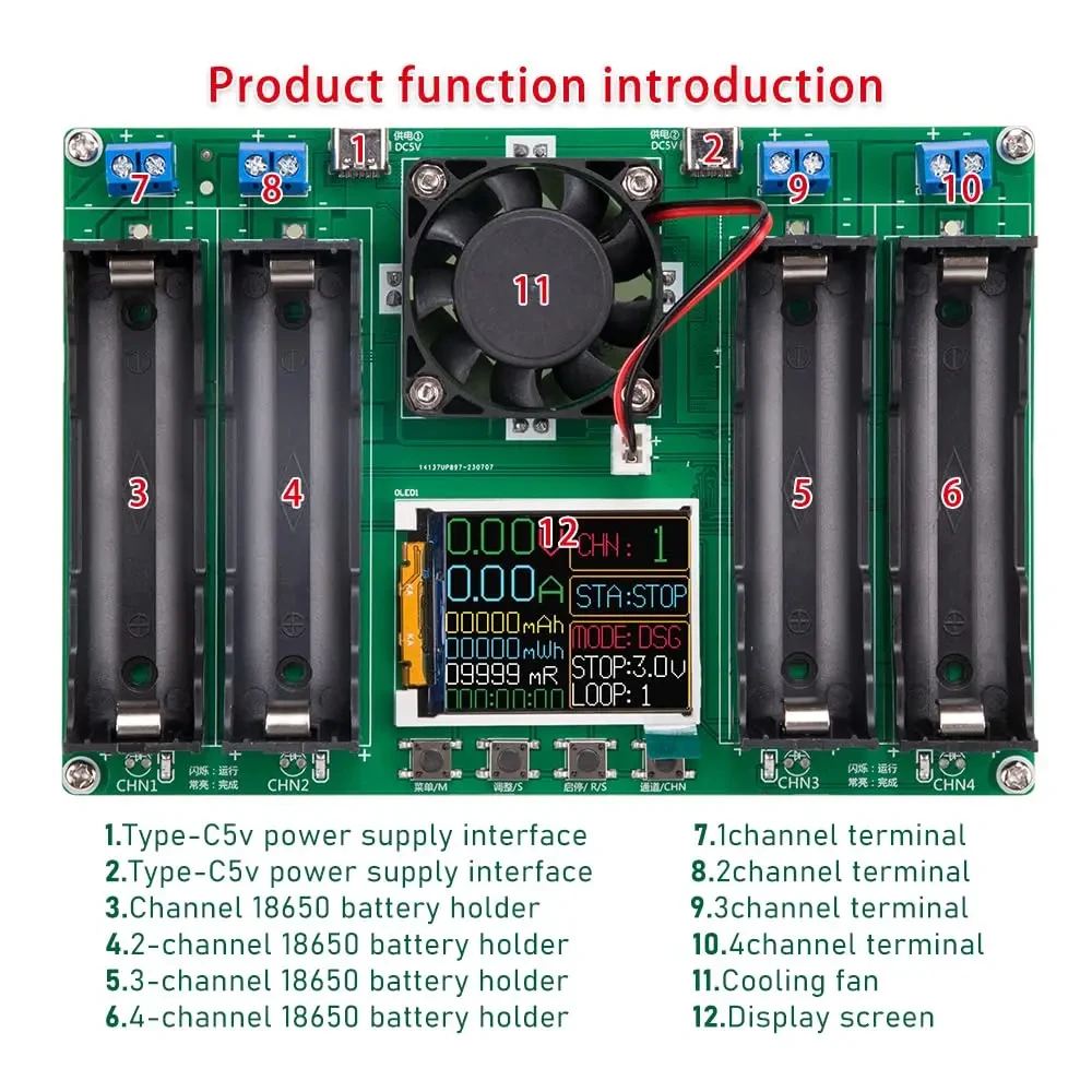 

18650 Тестер батареи ЖК-дисплей Универсальный анализатор проверки батареи Зарядное устройство для батарей 4-канальный тестер внутреннего сопротивления