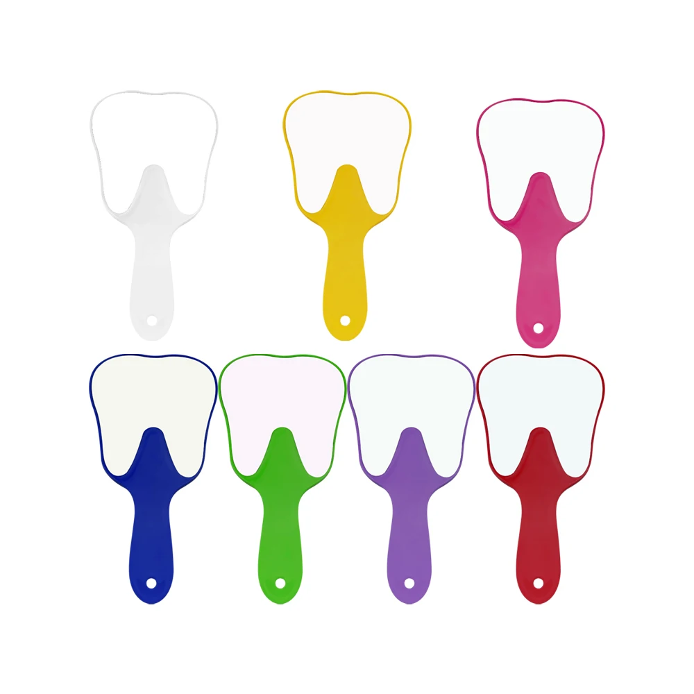 1Pcs Cute Dental Mouth Examination Mirror with Handle Unbreakable Tooth Shape Makeup Mirror Patient Hand Mirror Dentistry Gift