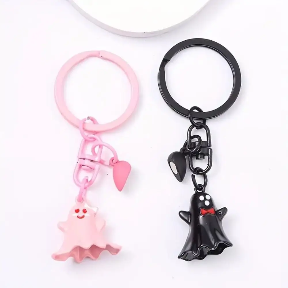 1Pair Minority Bag Hanging Halloween Ghost Keychain Couple Ornaments Magnetic Ghost Pendant Cute Lovers Key Rings Gift