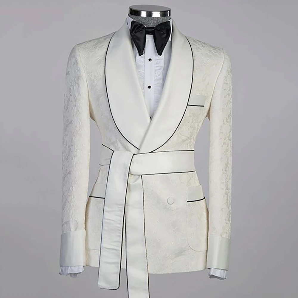 

Белый элегантный мужской пиджак из жаккарда с V-образным вырезом, на шнуровке, с поясом, для вечерних мероприятий, свадеб, деловых встреч, верхняя одежда, деловой костюм, пиджак.