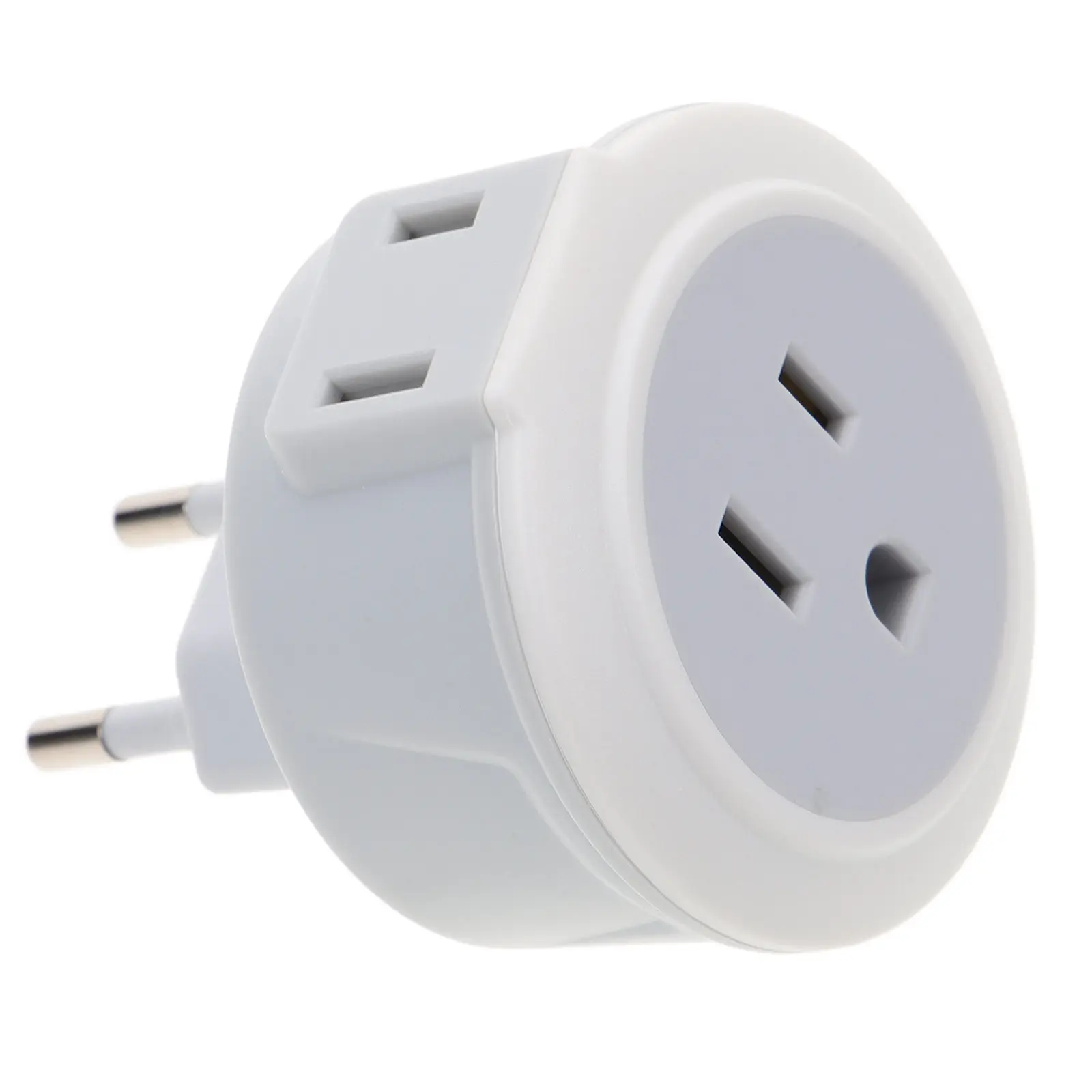 Us to Eu Plug Adapter White Compact Power Converter Socket Dual Head Plug Travel Power Adapter for Europe