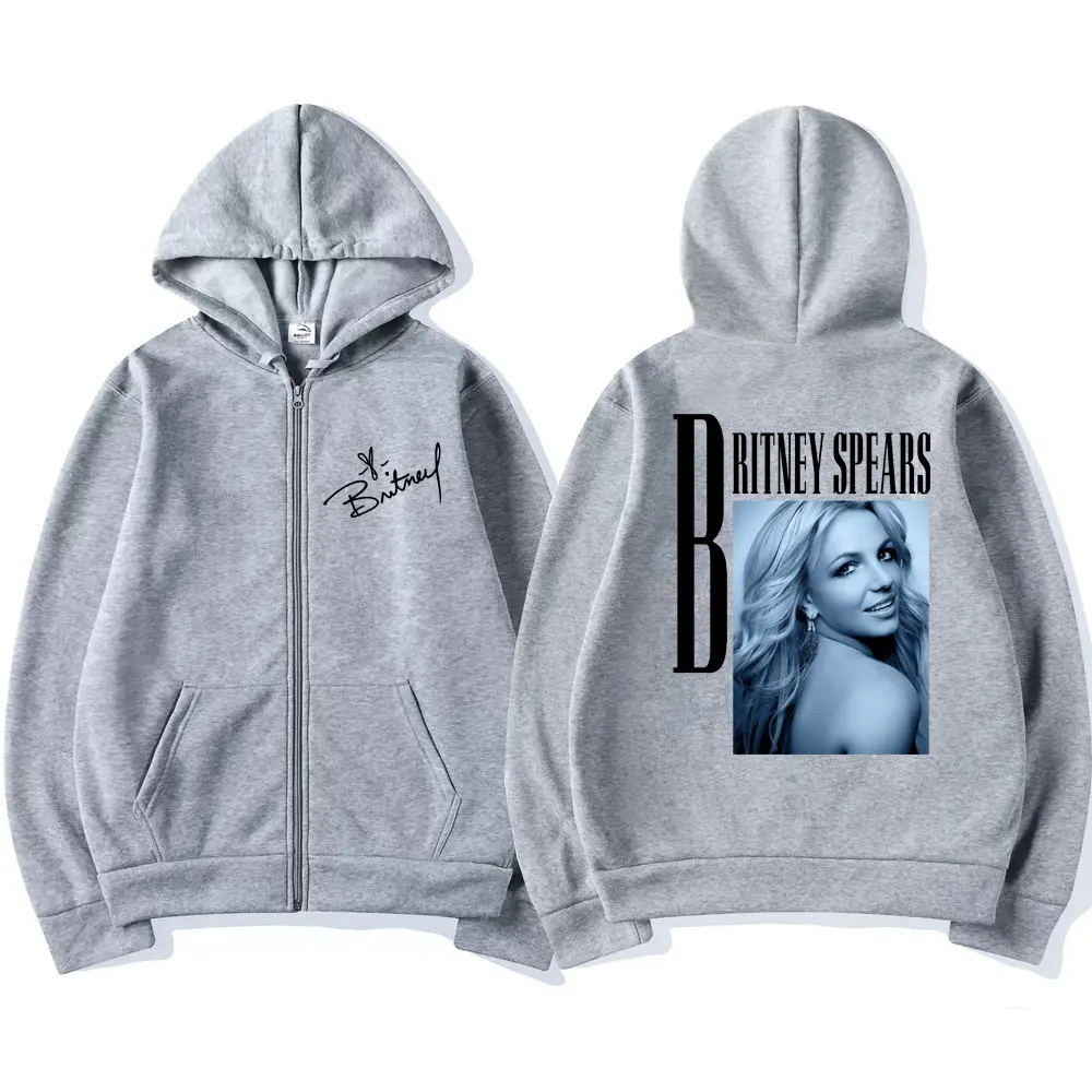 Hip Hop Singer Britney Spears Zip Up Hoodies Men Women Oversized Harajuku Fleece Sweatshirt Ieisure Cardigan Hoodie Streetwear