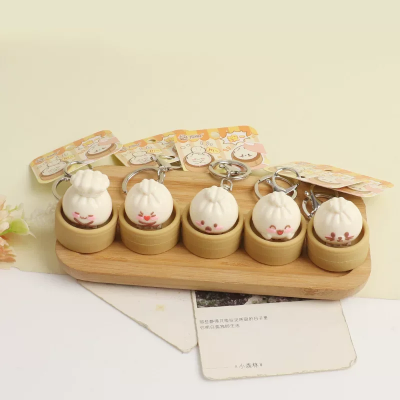 Slow Rebound Steamed Bun Fidget Toy Keychain, Cute Realistic Dimsum Design, Stress Relief Accessory, 1-8PCS