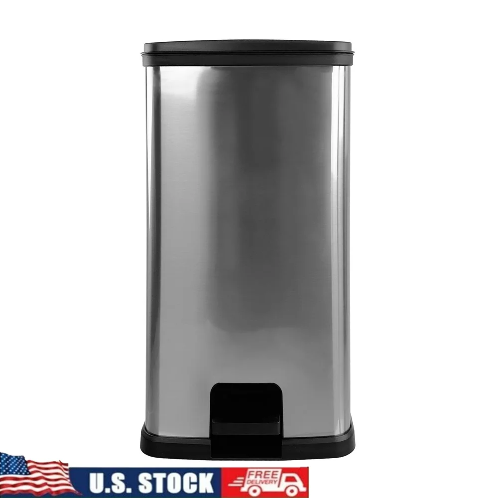 

Plastic Step-on Kitchen Trash Can 13.2 Gallon Touchless Wastebasket with Lid Durable Rectangular Design Home Office