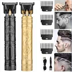 Clipper de cabelo profissional para homens, máquina elétrica de corte de cabelo barbeiro, aparador de cabelo recarregável, barba barbear T9, 2024