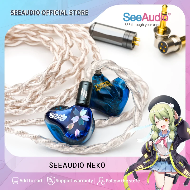 

SeeAudio Neko 6BA IEMs In-Ear Monitors with EA CADMUS OCC Silver Plated Cable HiFi Wired Headphone J-POP Music Earbuds 2Pin 0.78