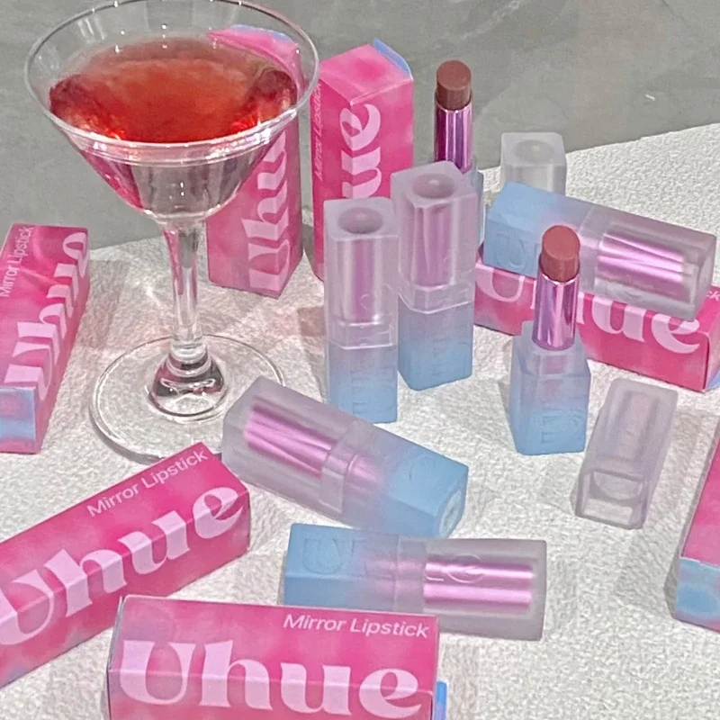 Uhue Ligeiramente Bêbado Hidratante Espelho Lip Gloss Batom, Clareamento de Água, Sólido Copo Antiaderente, de Longa Duração, Maquiagem Multi Uso