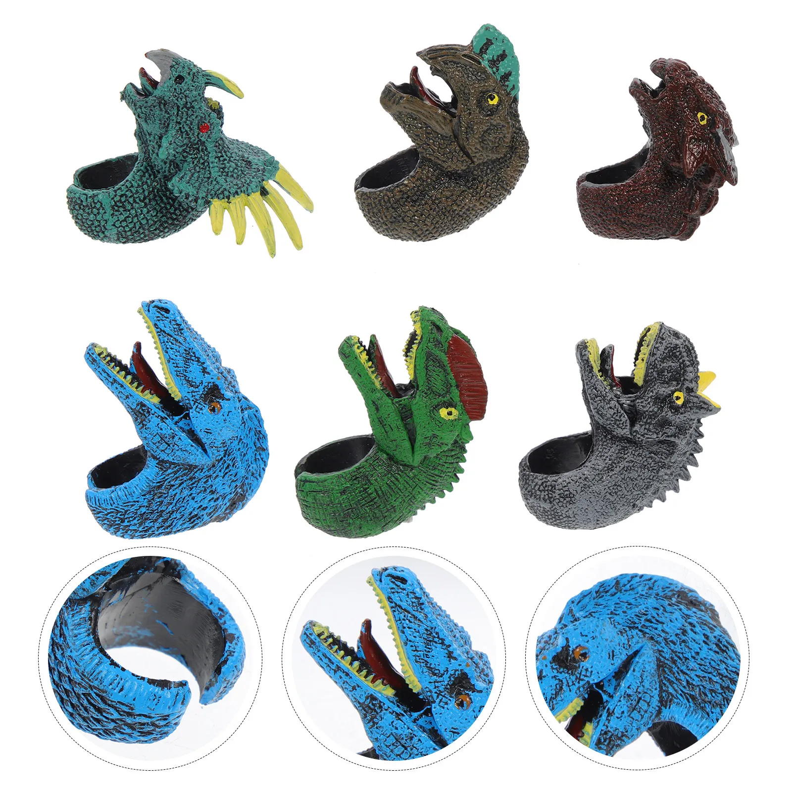 

6Pcs Dinosaur Animal Rings Kids Party Favors Goodie Bags Classroom Prizes Kids Rings Plastic Animal Ring Fillers
