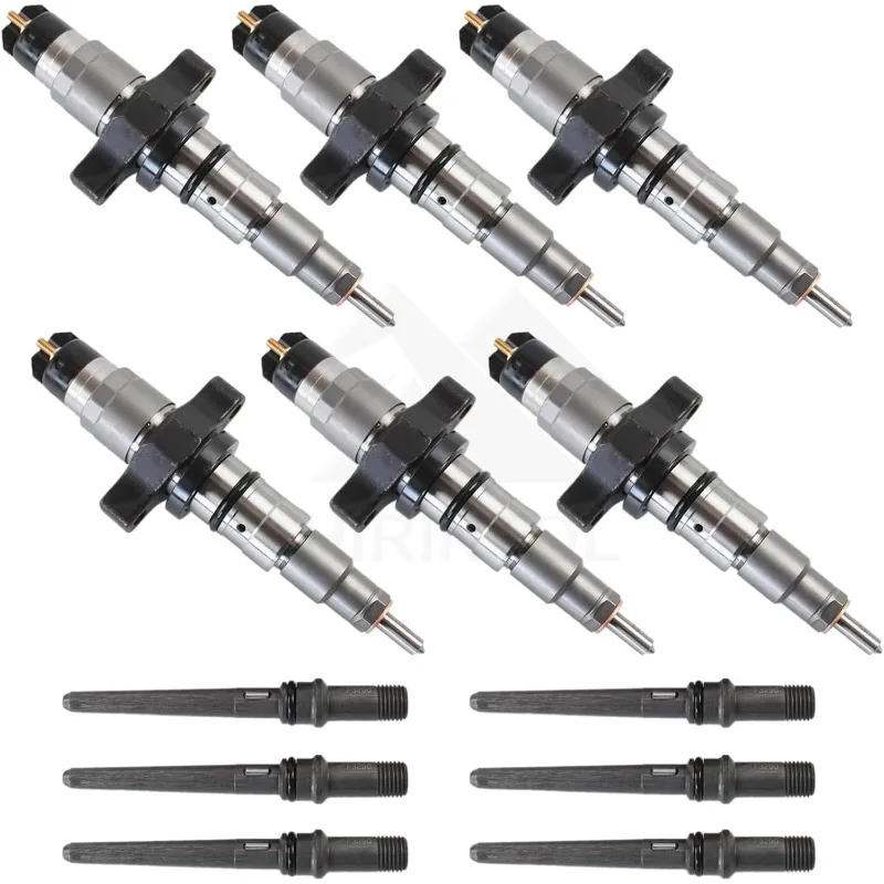 

6PCS 0445120238 3964273 CR Fuel Injectors W/Connector Tube for Dodge Ram 3500 59L Pick-up 04-09 Cummins ISB ISBe 59 Engine