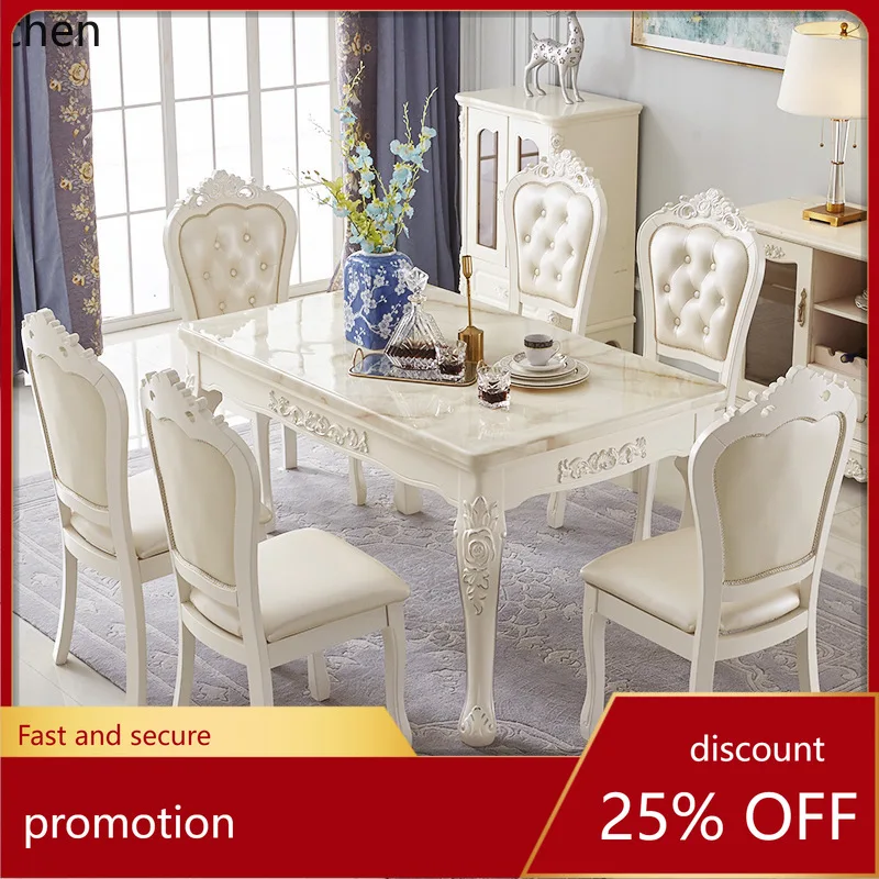 

CZ Dining Table and Chair Set Rectangular Modern Simple Home Small Apartment Solid Wood Dining Table