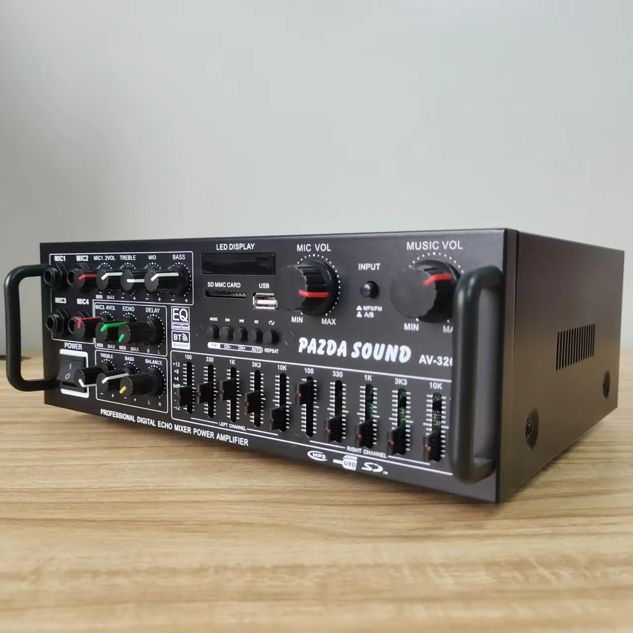 12V/220V Dual Voltage Bluetooth Power Amplifier High Power Home Car Outdoor Karaoke Audio Amp Support USB FM MIC