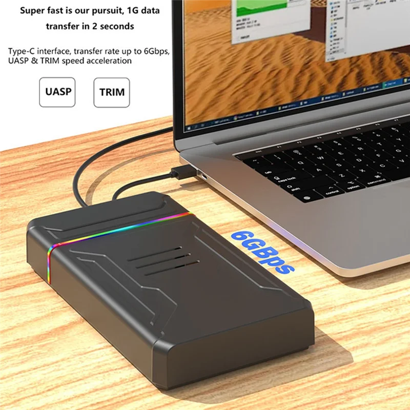 Gabinete de disco rígido otz sata para tipo c caixa de disco rígido com hdd externo led para disco rígido de 2.5 3.5 Polegada até 6gbps