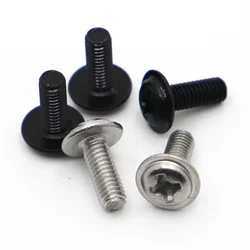 DIN967 304 Stainless Steel / Black Steel Pan Head PWM Screws with Washer Fixed Motherboard Screws With Pad M2 M2.5 M3 M4 M5 M6