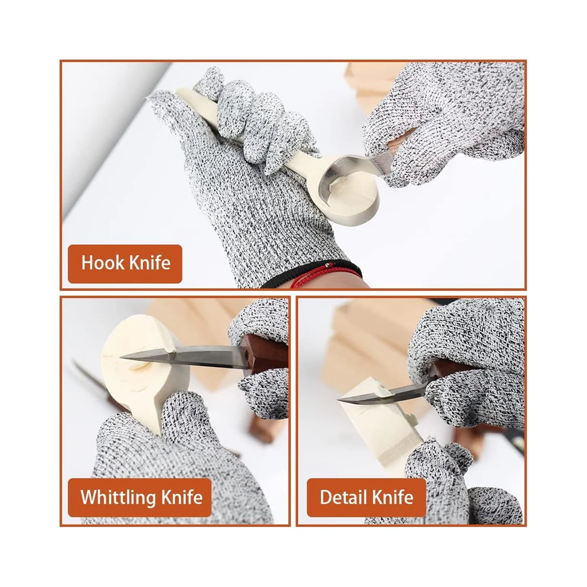 Wood Carving Tools Set Knife Kit for Beginners Cut-Resistant Gloves Needle File Wood Spoon for Kids Adults Woodworking