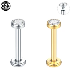 1PC G23 Titanium Internally Threaded Labret Lip Monroe Rings 16G Earrings Stud CZ Gem Ear Cartilage Tragus Piercing Body Jewelry