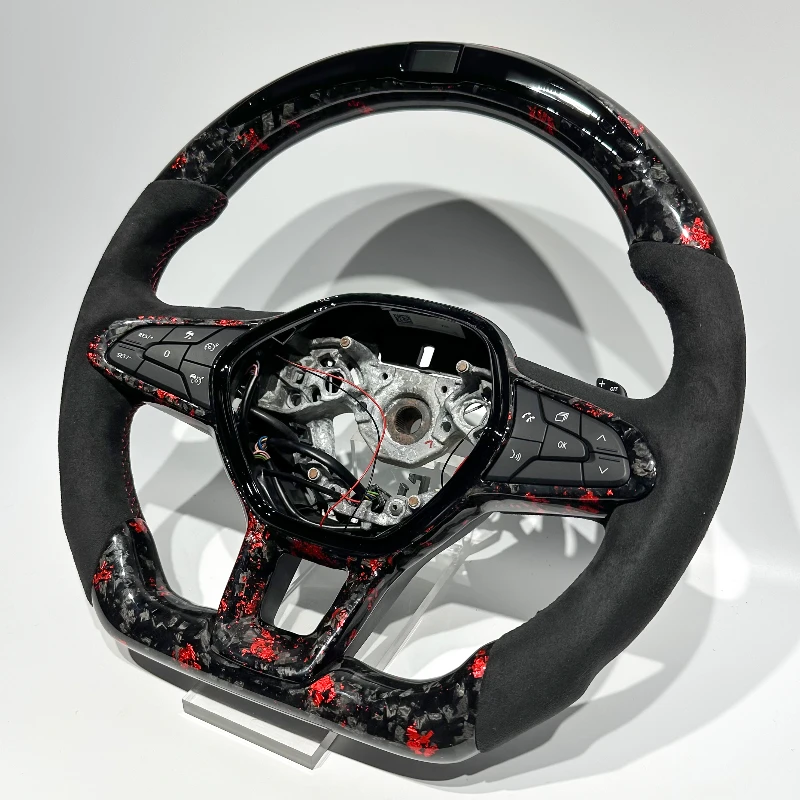 Steering Wheel for Renault Clio 5 Car Parts with Suede for Renault Clio 5 with LED Flat Bottom Real Carbon Fiber New Design view 4