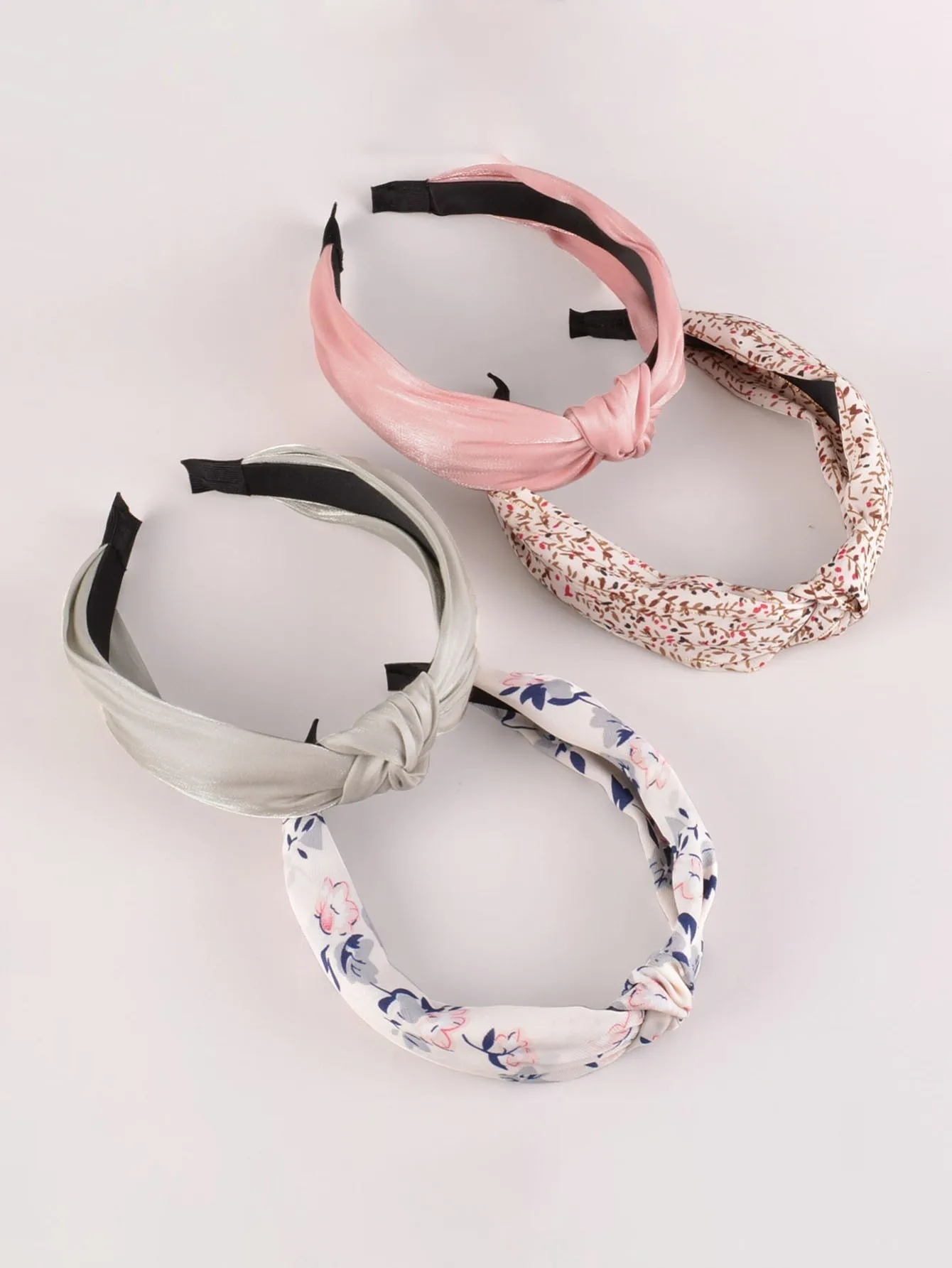 4pcs women's multi-color fashionable floral wide edge fabric hair bands, knotting and pressing tools, versatile hair bands image 2